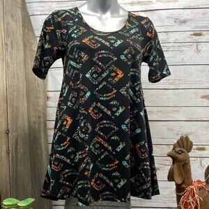LuLaRoe Perfect T Size XXS Swing Shirt XXS Black Scoop Neck Flirty NWT